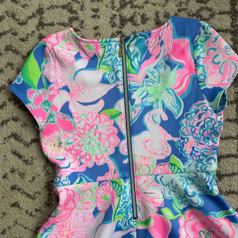 Lilly Pulitzer Floral Dress Girl’s Peony For Thoughts Arya Flare Dress Size 14 - Picture 6 of 9